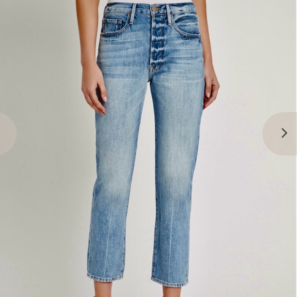 Frame Denim Le Original high rise Light Blue distressed cropped Jeans size 24